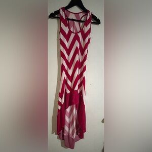 White/Burgundy High Low Long Dress